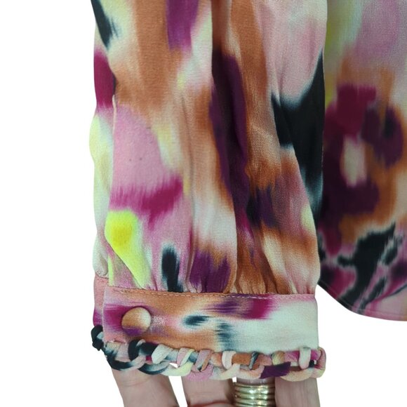 Kobi Halperin Mabel abstract Floral art career‎ soft elegant silk blouse size S - Picture 5 of 16